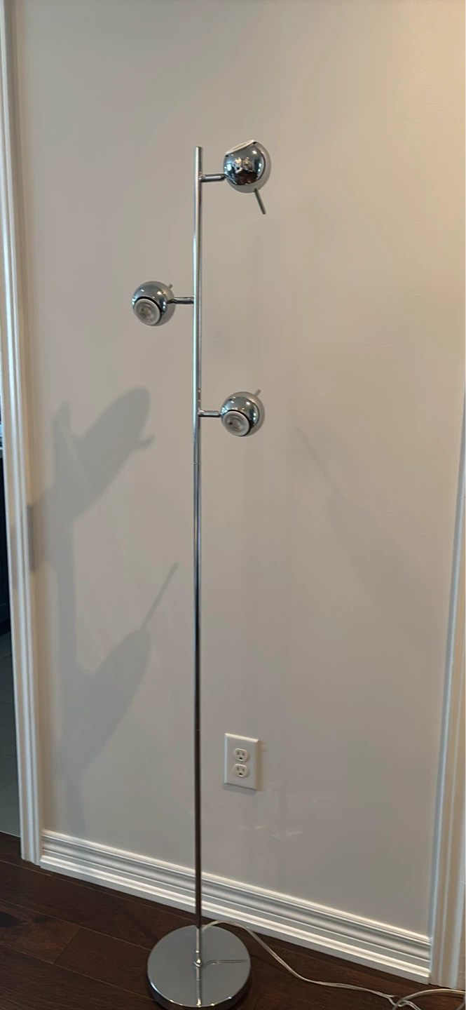 Chrome Floor Lamp with 3 Adjustable Spotlights