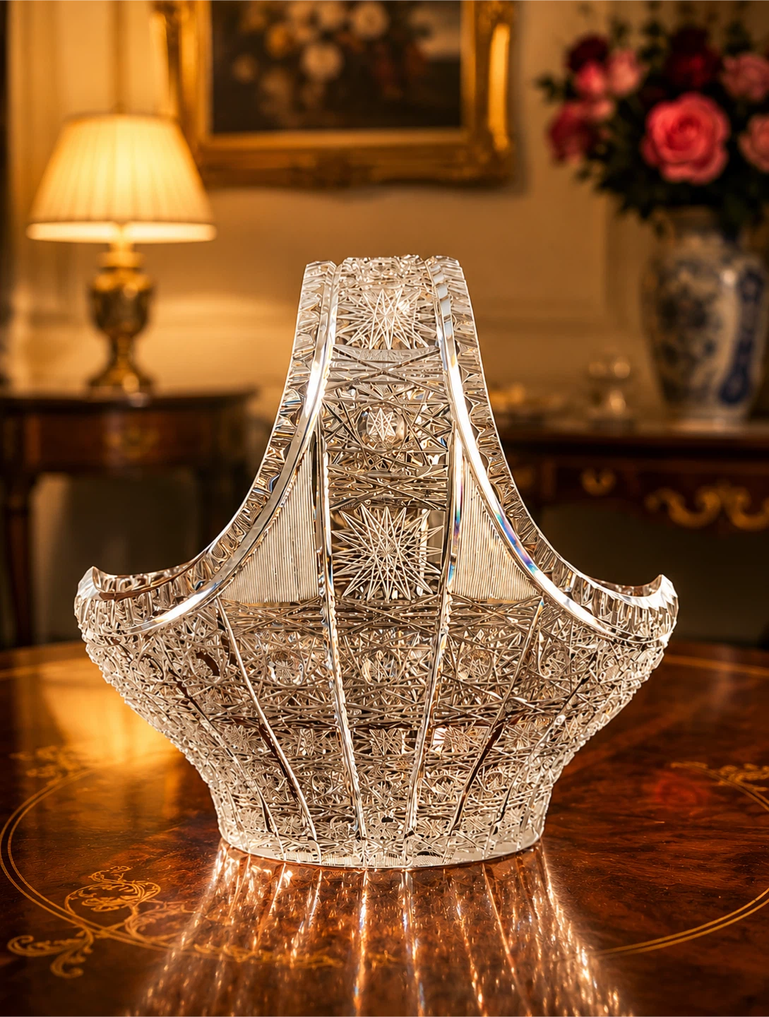 Crystal Cut Glass Basket