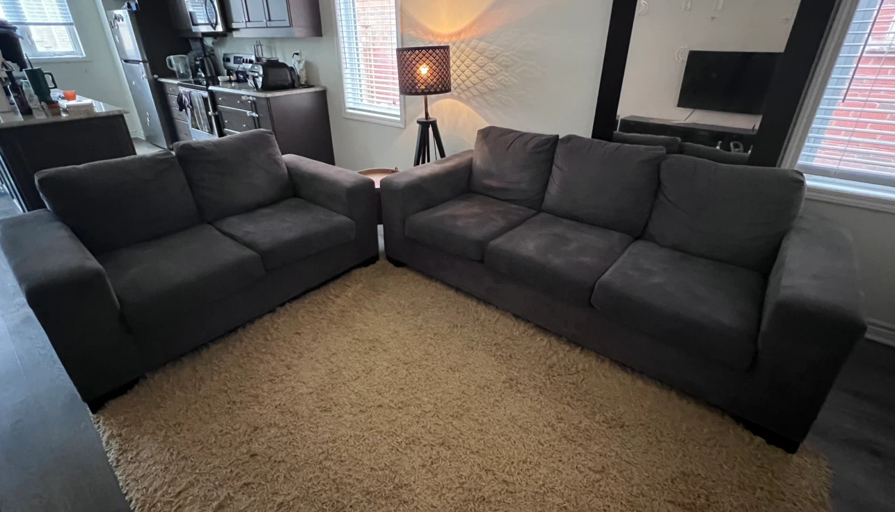 Grey Sofa and Loveseat Set