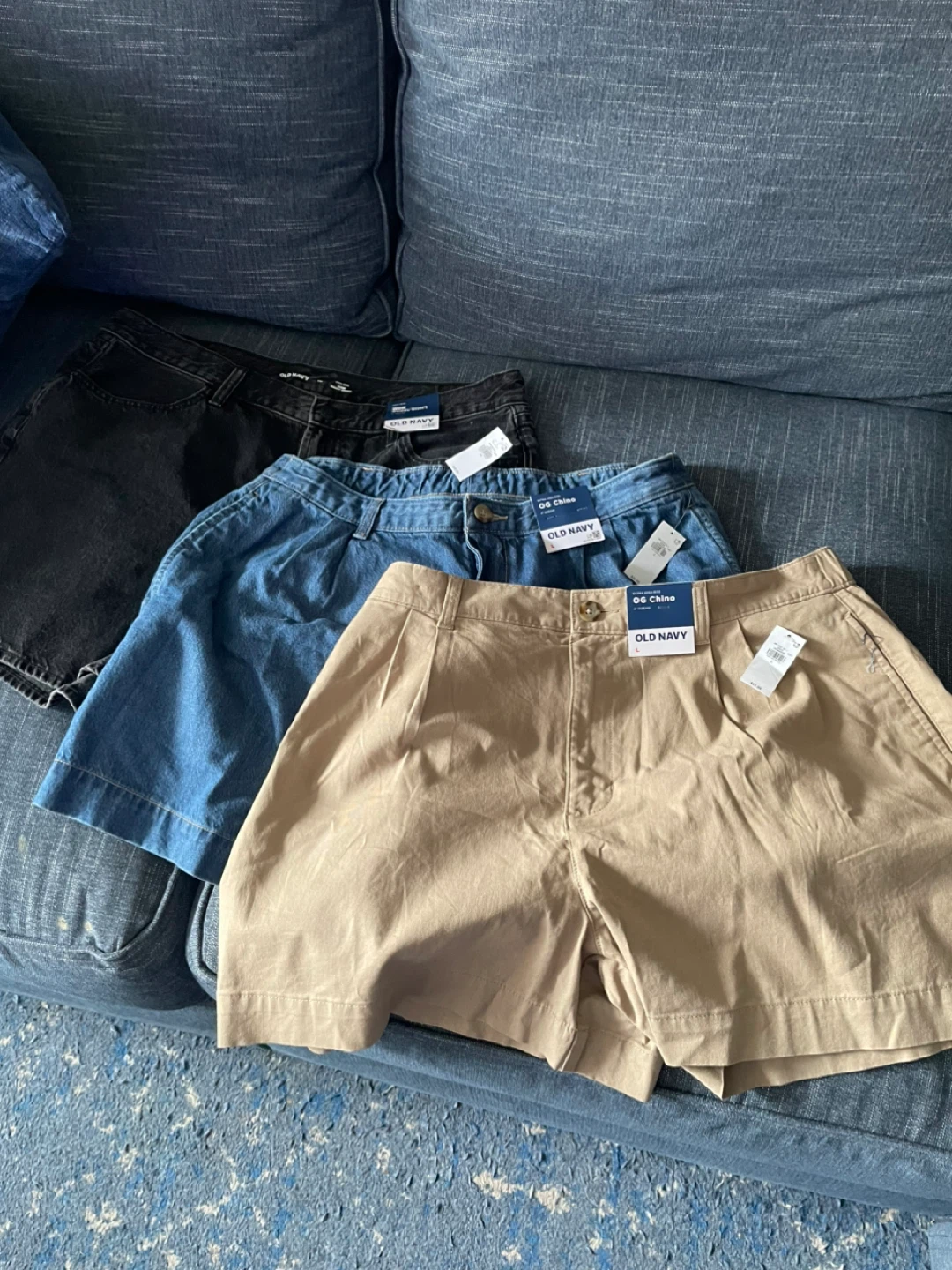Old Navy Women's Shorts Bundle (Black, Blue, Tan) - Size L - photo 3