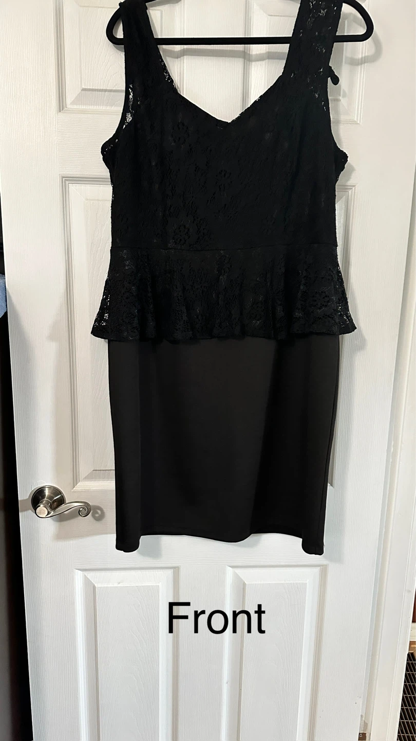 Lori M Collection Black Lace Peplum Dress XL - photo 2