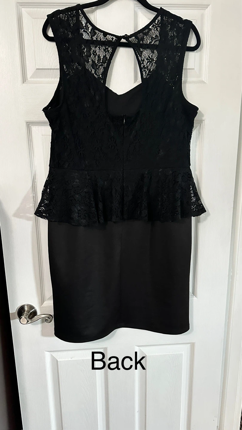 Lori M Collection Black Lace Peplum Dress XL - photo 3