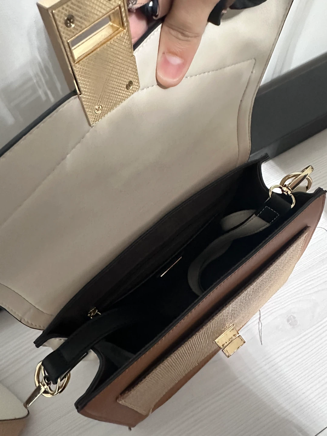 ALDO Satchel Handbag - Black/Tan - photo 3