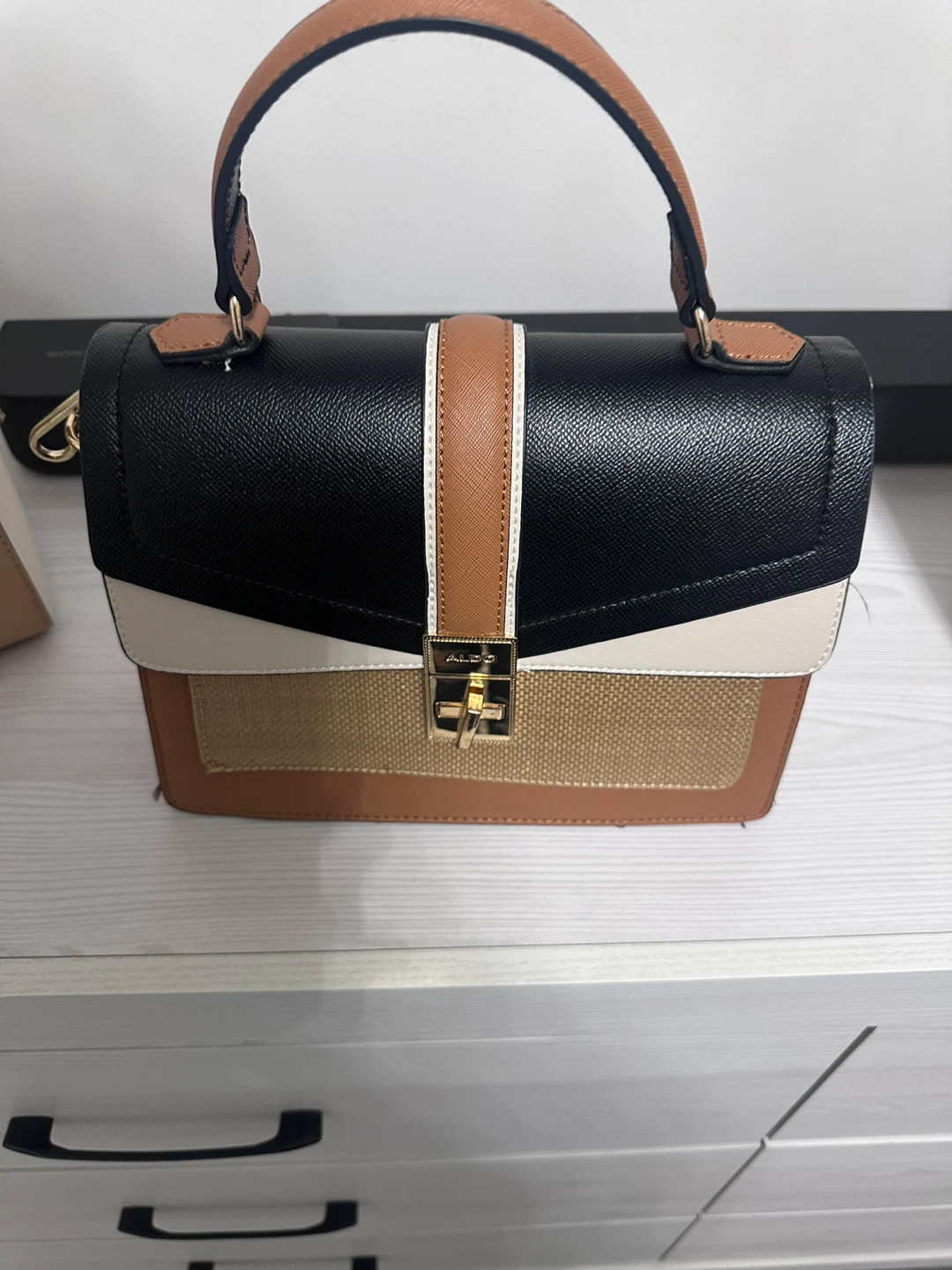 ALDO Satchel Handbag - Black/Tan