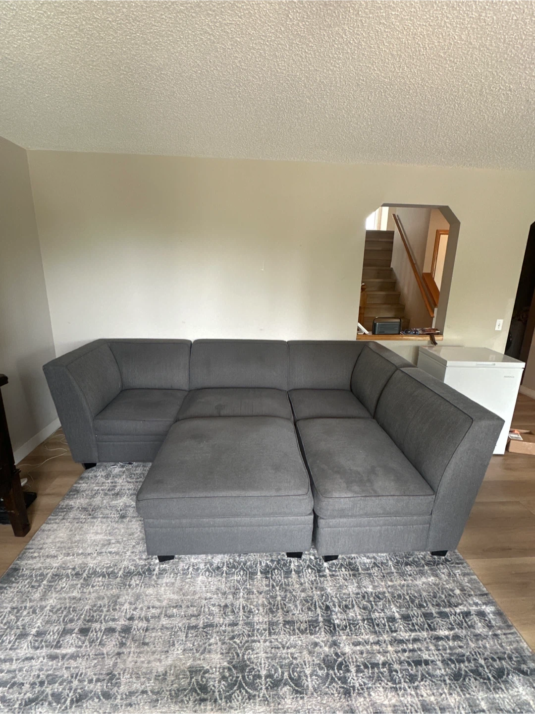 Grey Sectional Sofa with Ottoman