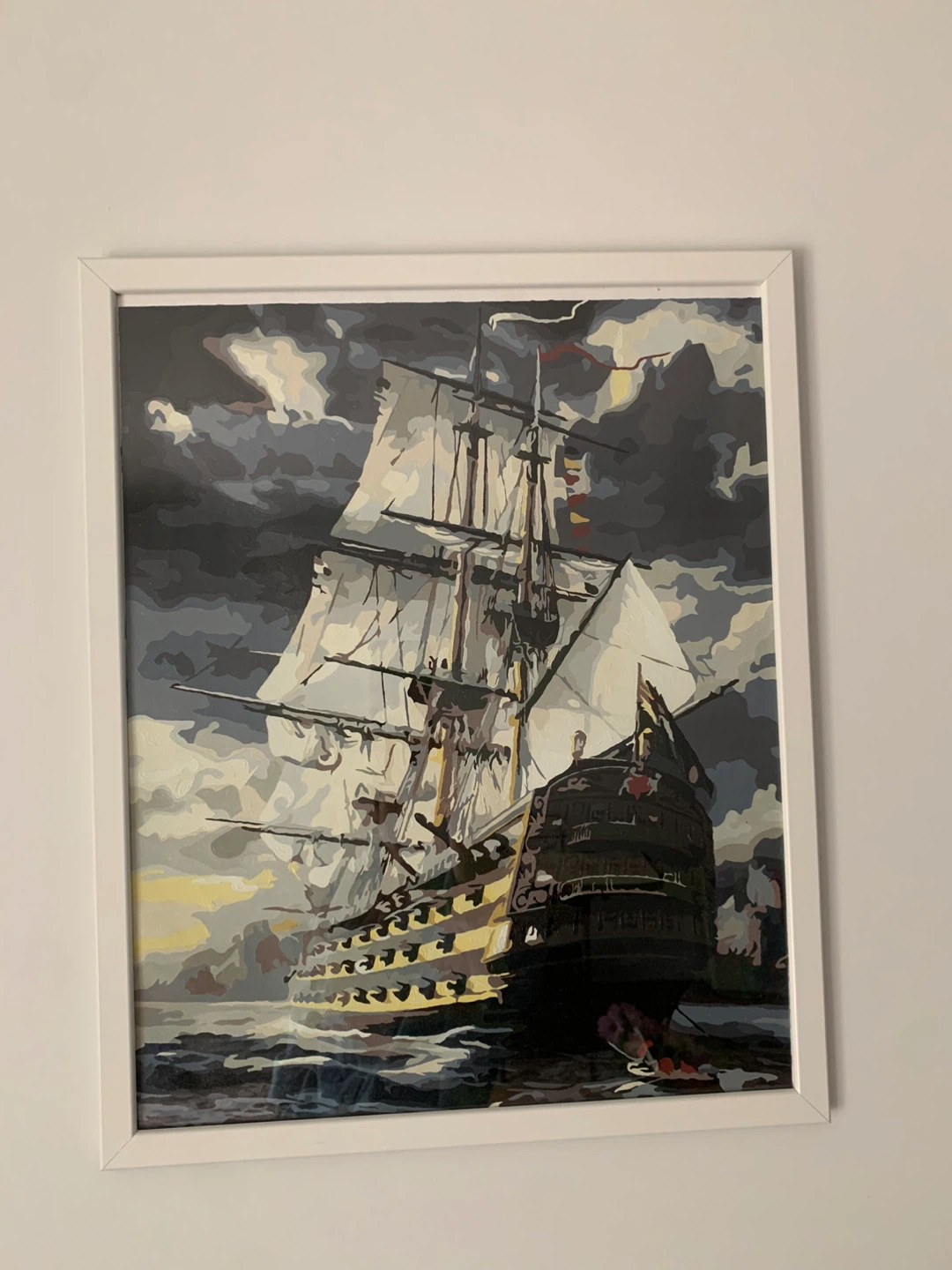 Framed Paint of a Tall Ship