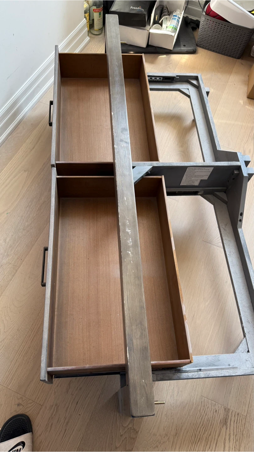Grey Wooden Bed Frame with Storage Drawers