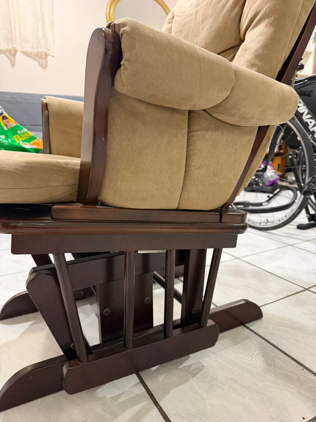 Used Tan Glider Rocking Chair - photo 4