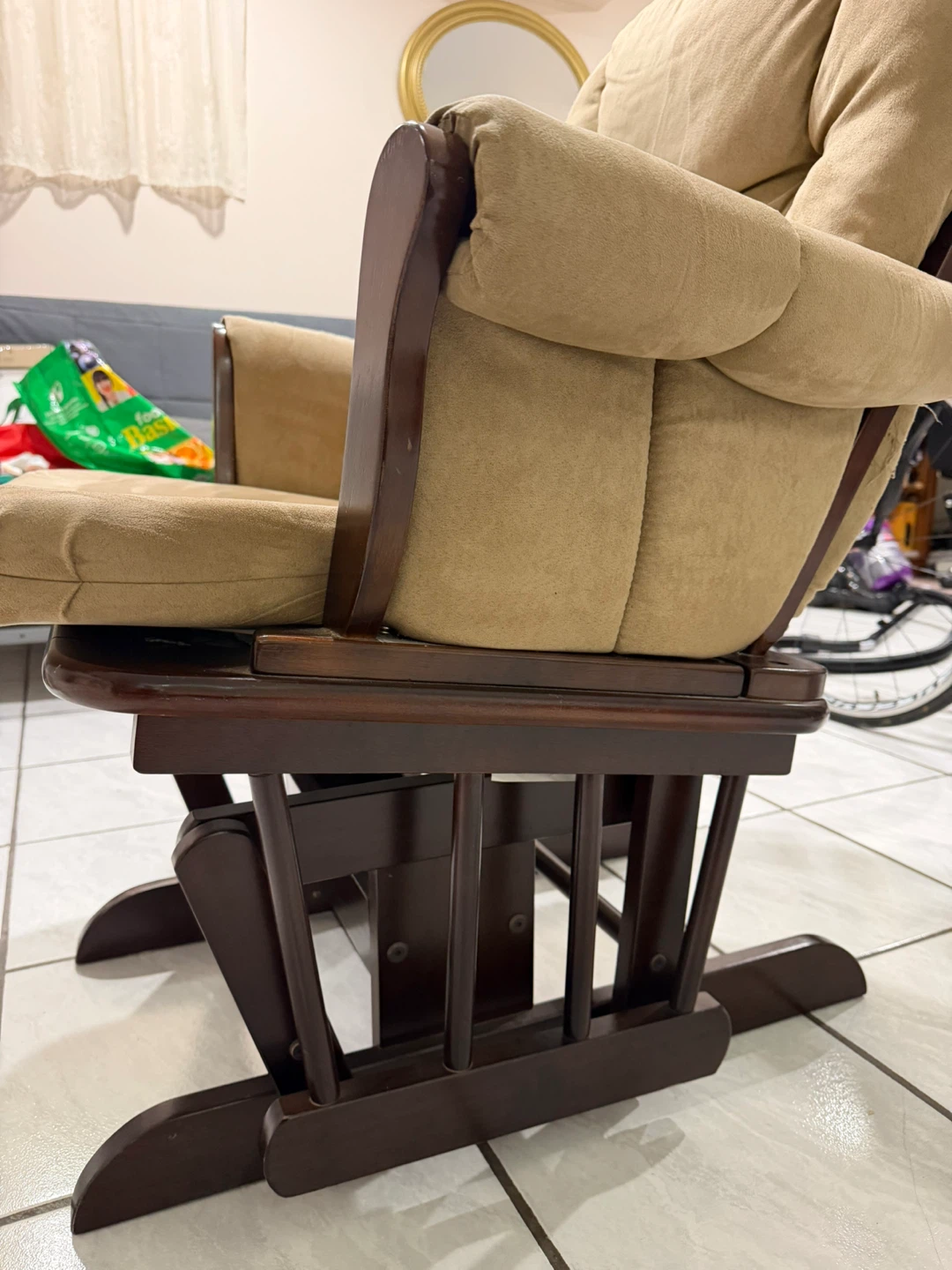 Used Tan Glider Rocking Chair - photo 3