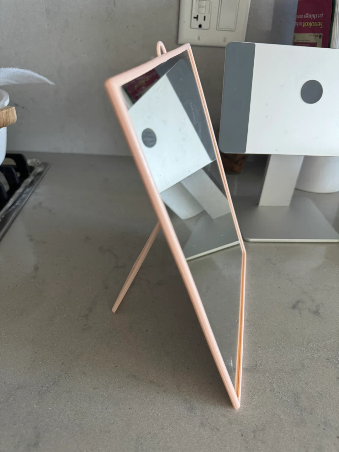 Pink Foldable Tabletop Makeup Mirror with Stand