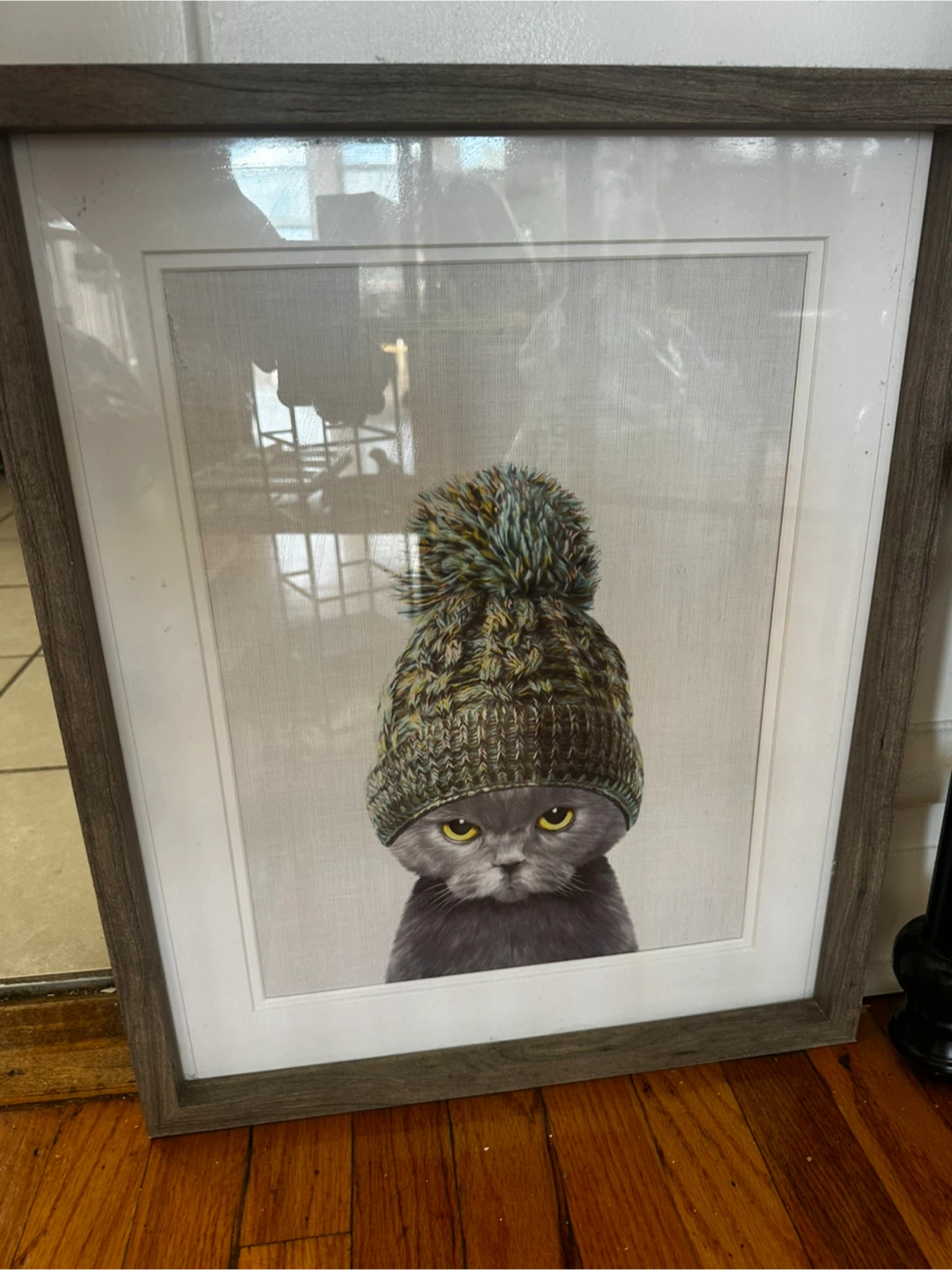 Framed Wall Art - Cat in Beanie - photo 2