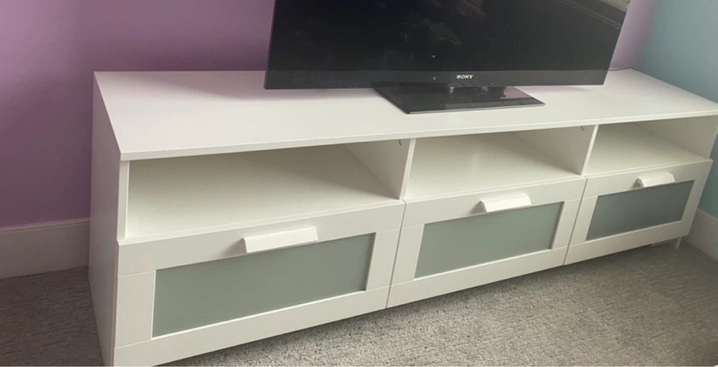 White IKEA TV Stand with Drawers - photo 4