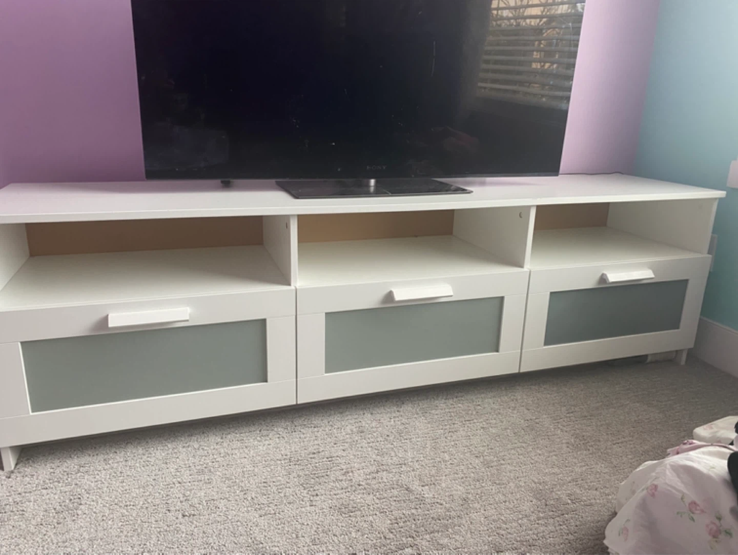 White IKEA TV Stand with Drawers - photo 5