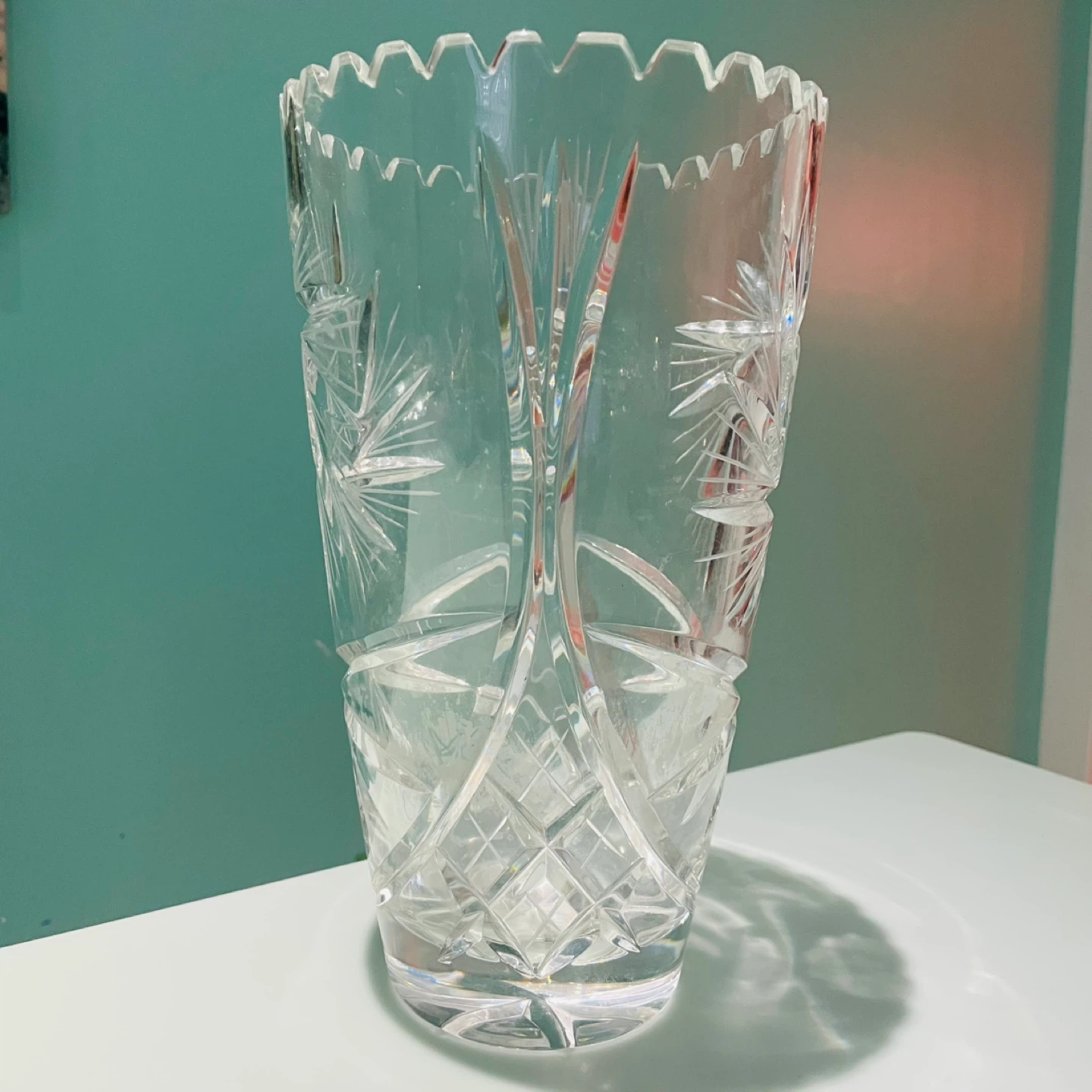 Vintage Hand-Cut Lead Crystal Vase - photo 5