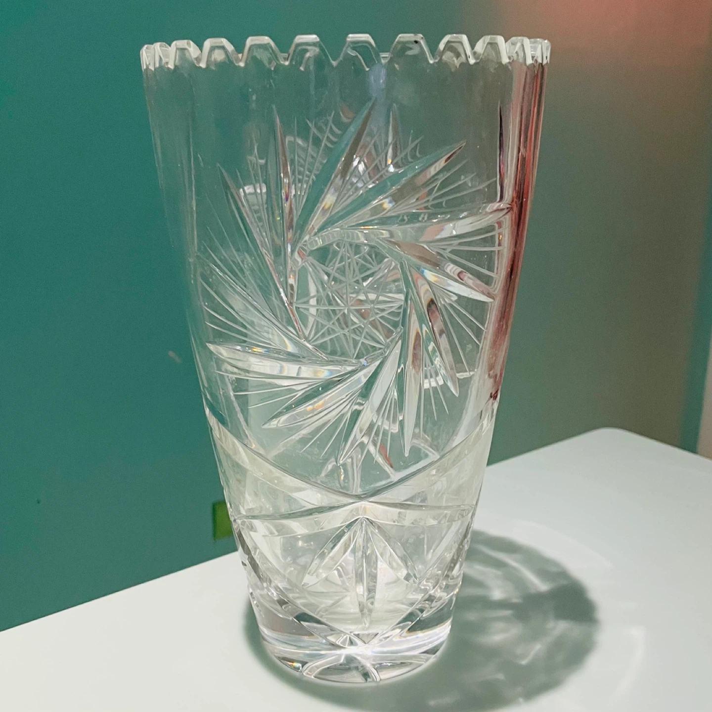 Vintage Hand-Cut Lead Crystal Vase