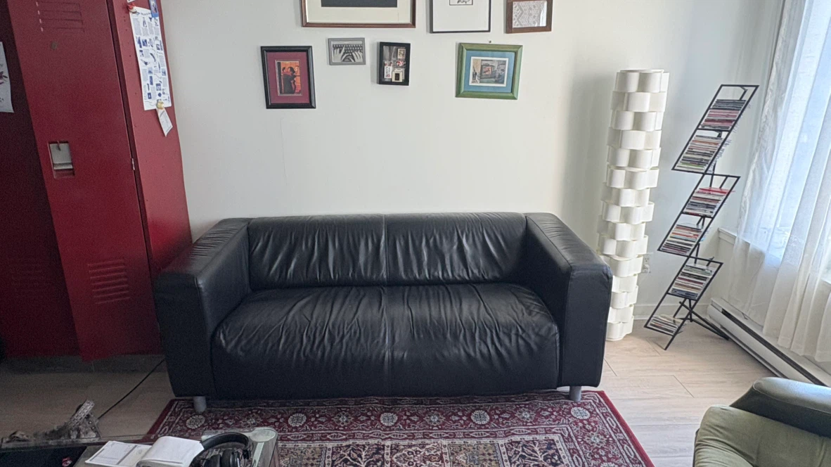 Black Leather Sofa - photo 2