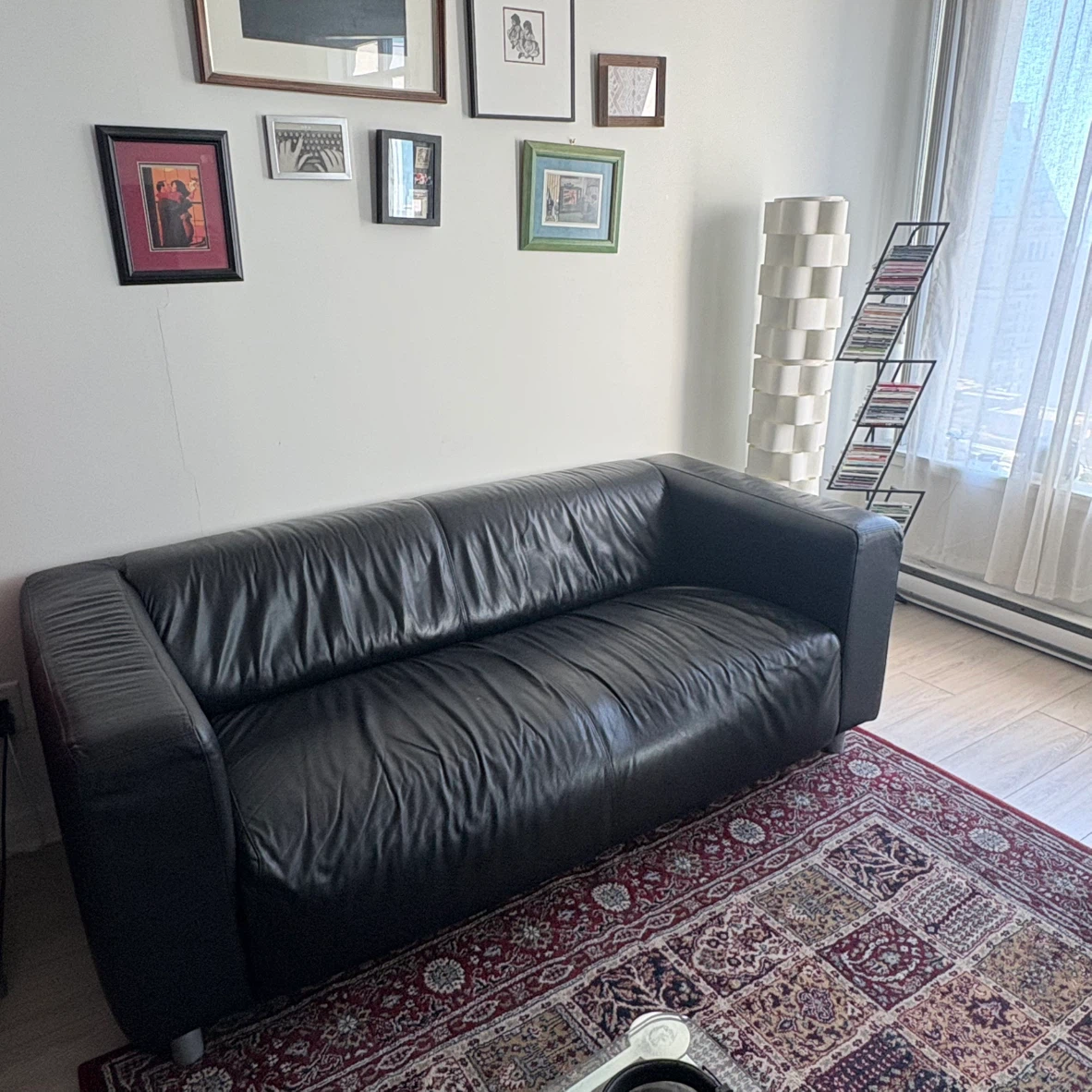 Black Leather Sofa - photo 3