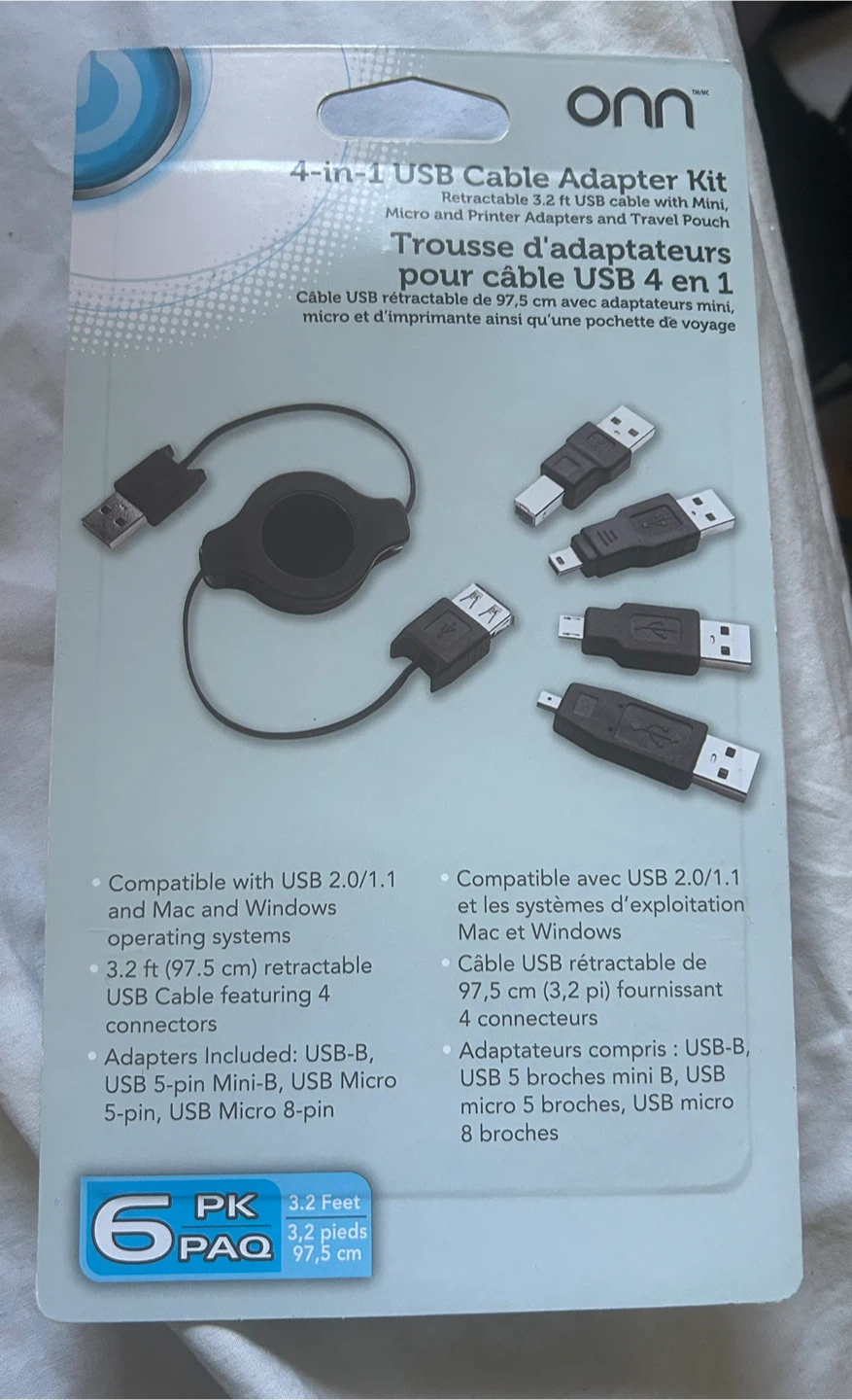 ONN 4-in-1 USB Cable Adapter Kit