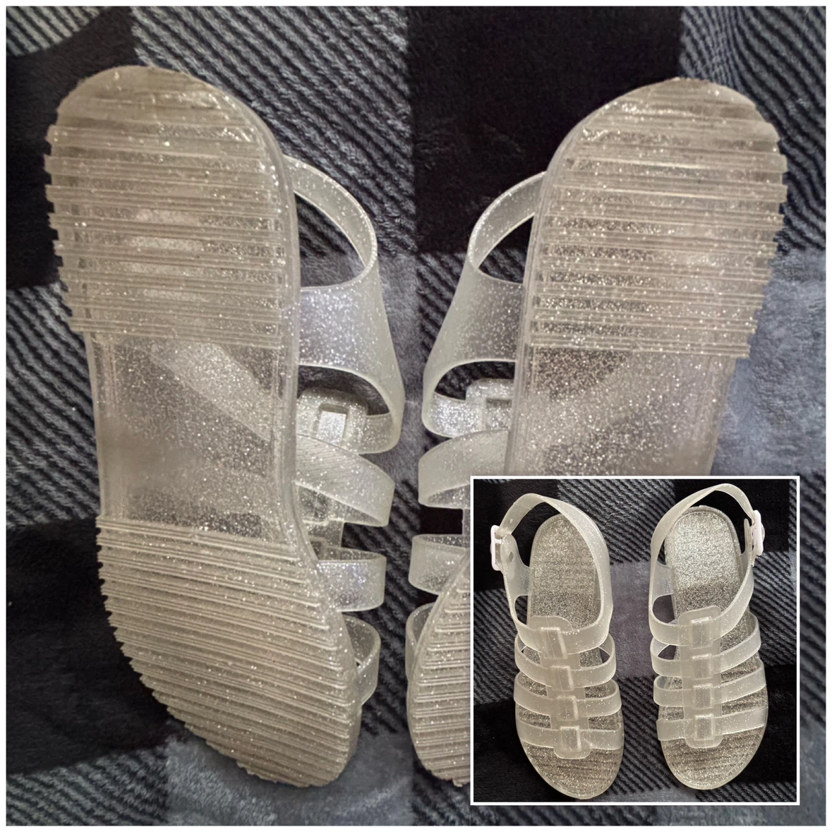 Clear Glitter Jelly Sandals - *Size Women 6.5-7*
