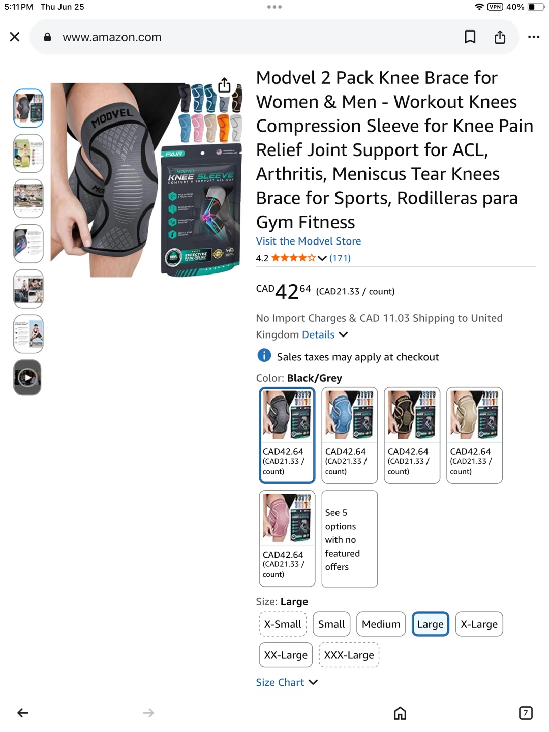 New Knee Compression Sleeves - Large (Pair)