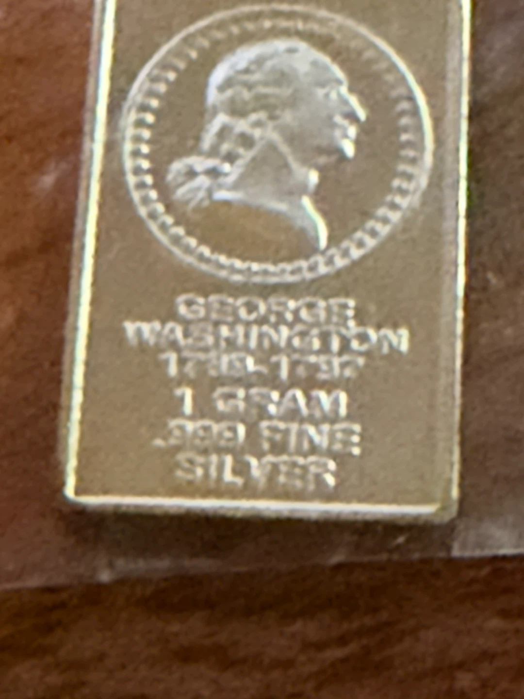 1 Gram .999 Fine Silver Bar - George Washington Bicentennial