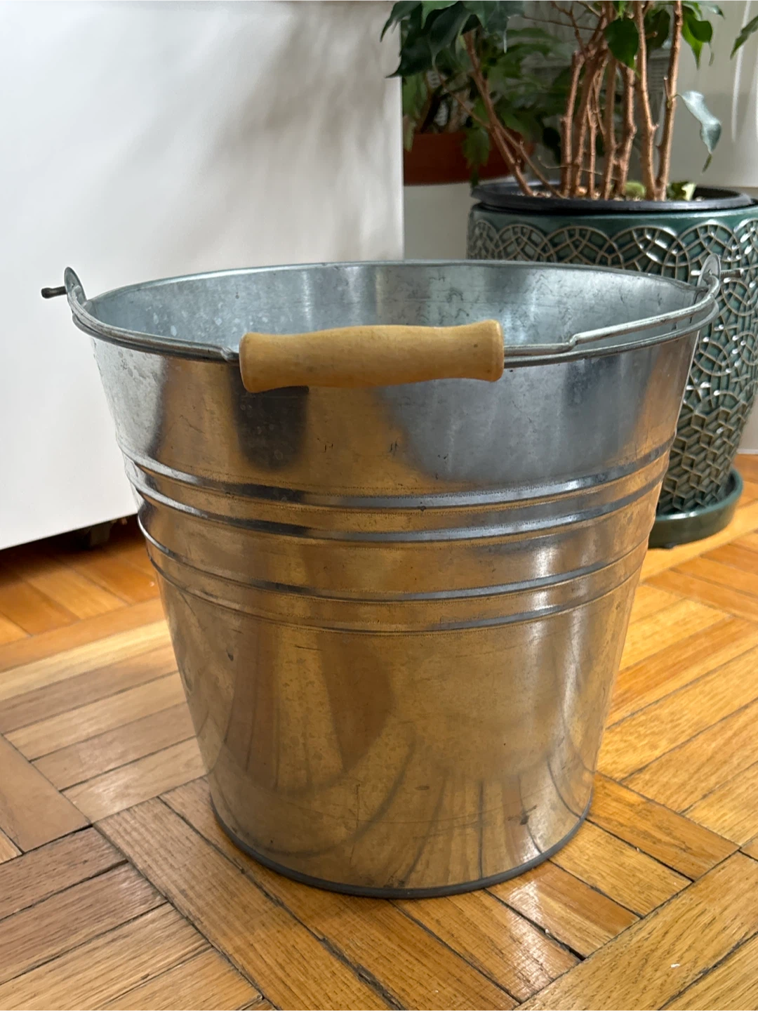 Galvanized Metal Pail with Wooden Handle - photo 2