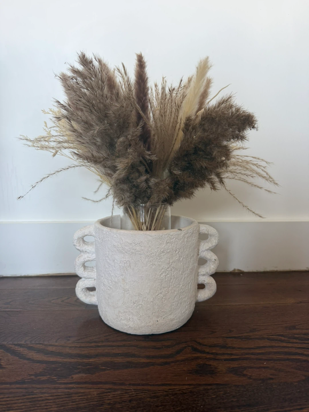 Textured Pot with Dried Pampas Grass Arrangement