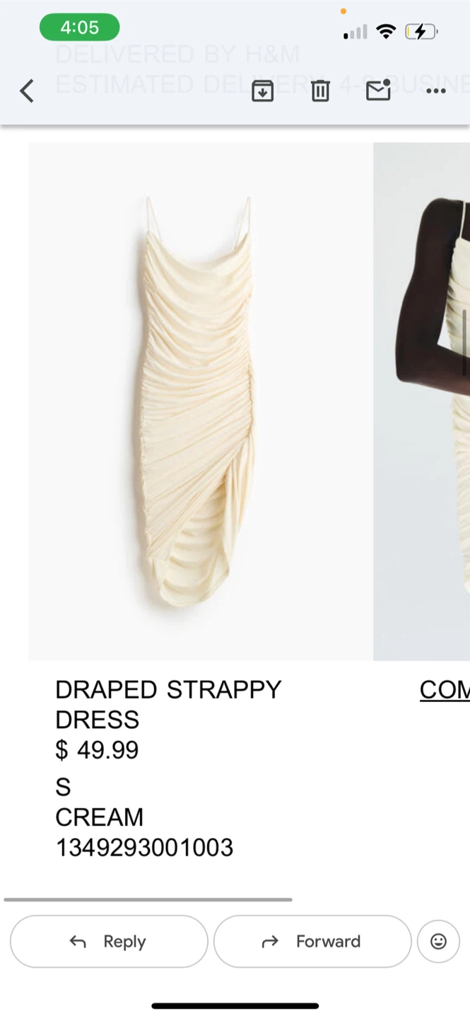 $37 H&M with tags brand new Draped Strappy Dress - Cream, Size S