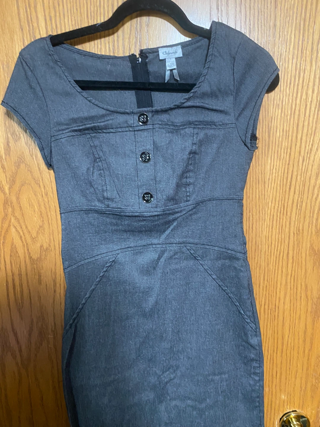 Chic Fitted Dark Gray Denim Dress with Button Front size 7 - photo 2