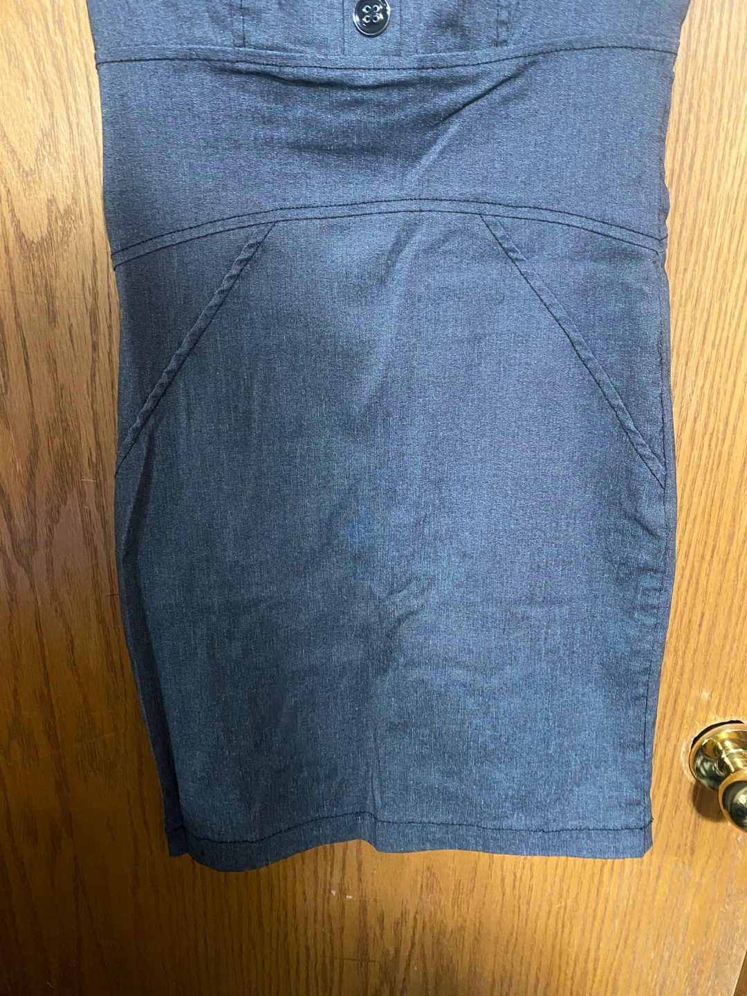 Chic Fitted Dark Gray Denim Dress with Button Front size 7 - photo 3