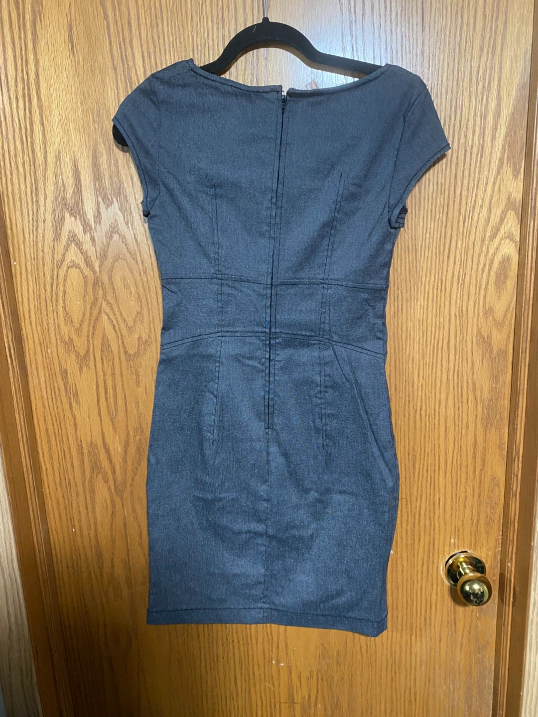 Chic Fitted Dark Gray Denim Dress with Button Front size 7 - photo 4