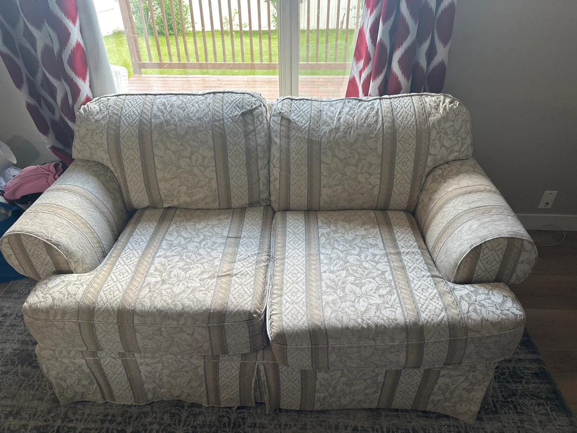 Sofa with patterned upholstery