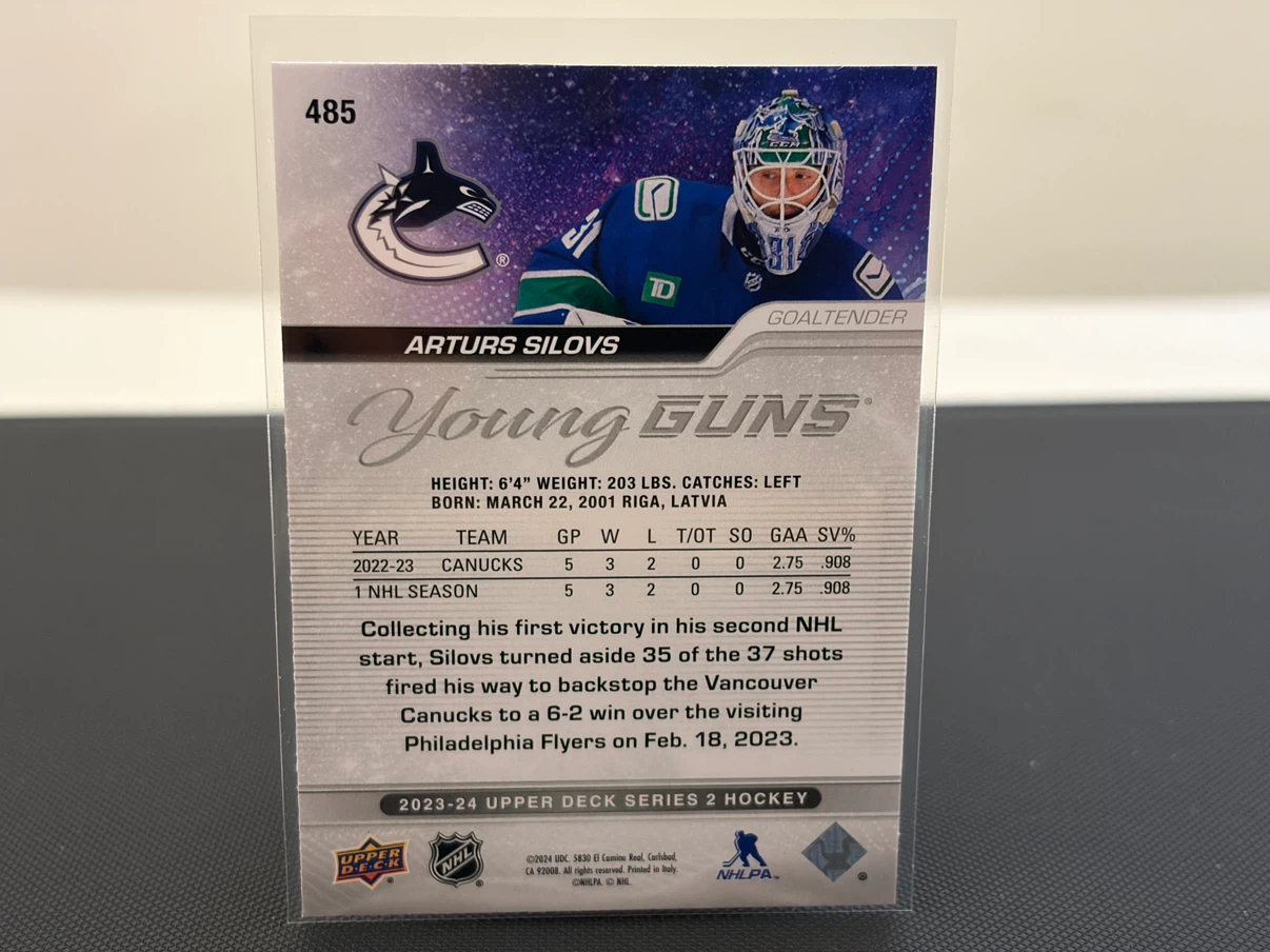 Arturs Silovs 25-26 Canucks Young Guns Rookie Card #485 - photo 2
