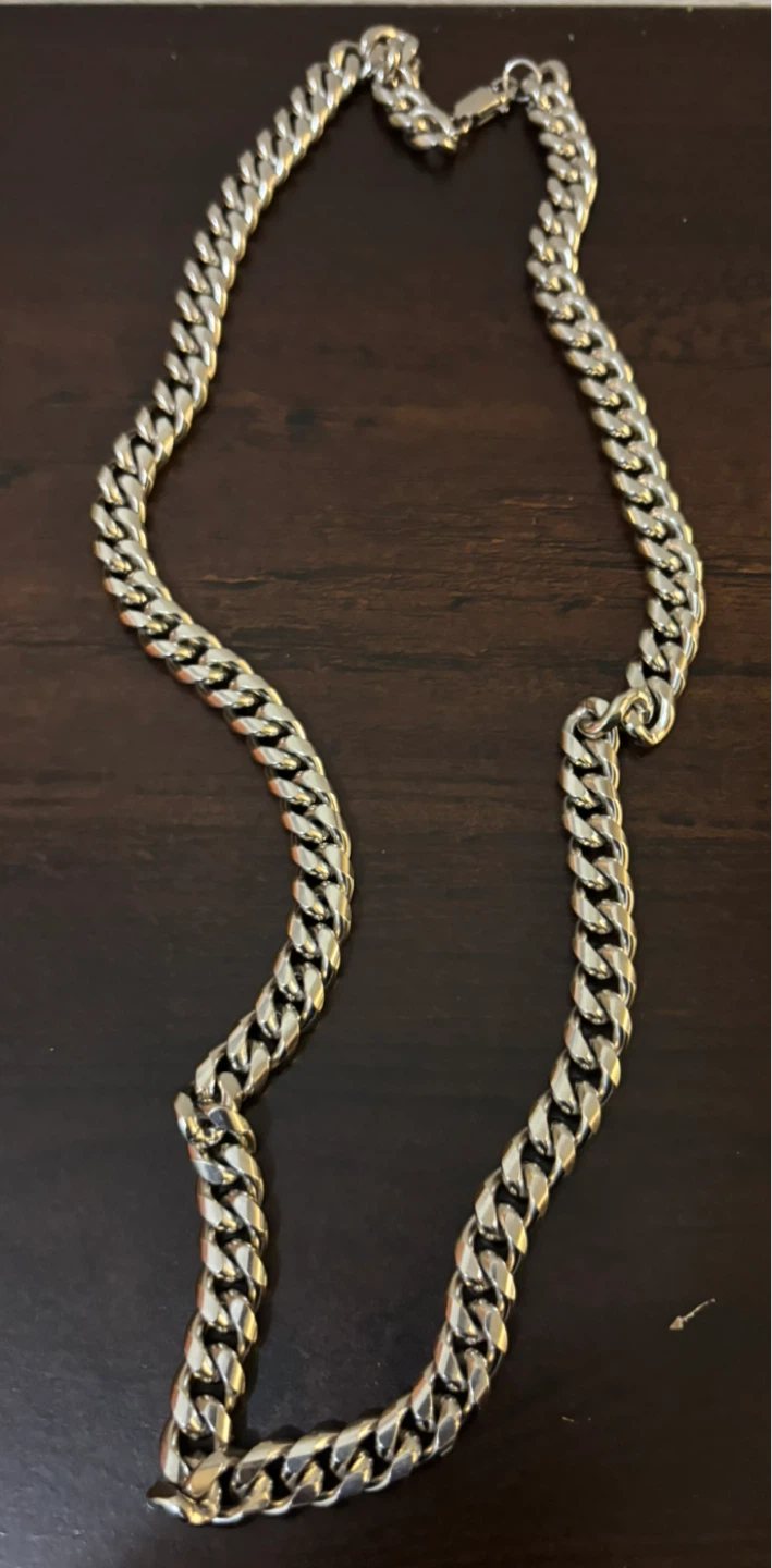 NEW-Men's Silver Tone Curb Link Chain Necklace
