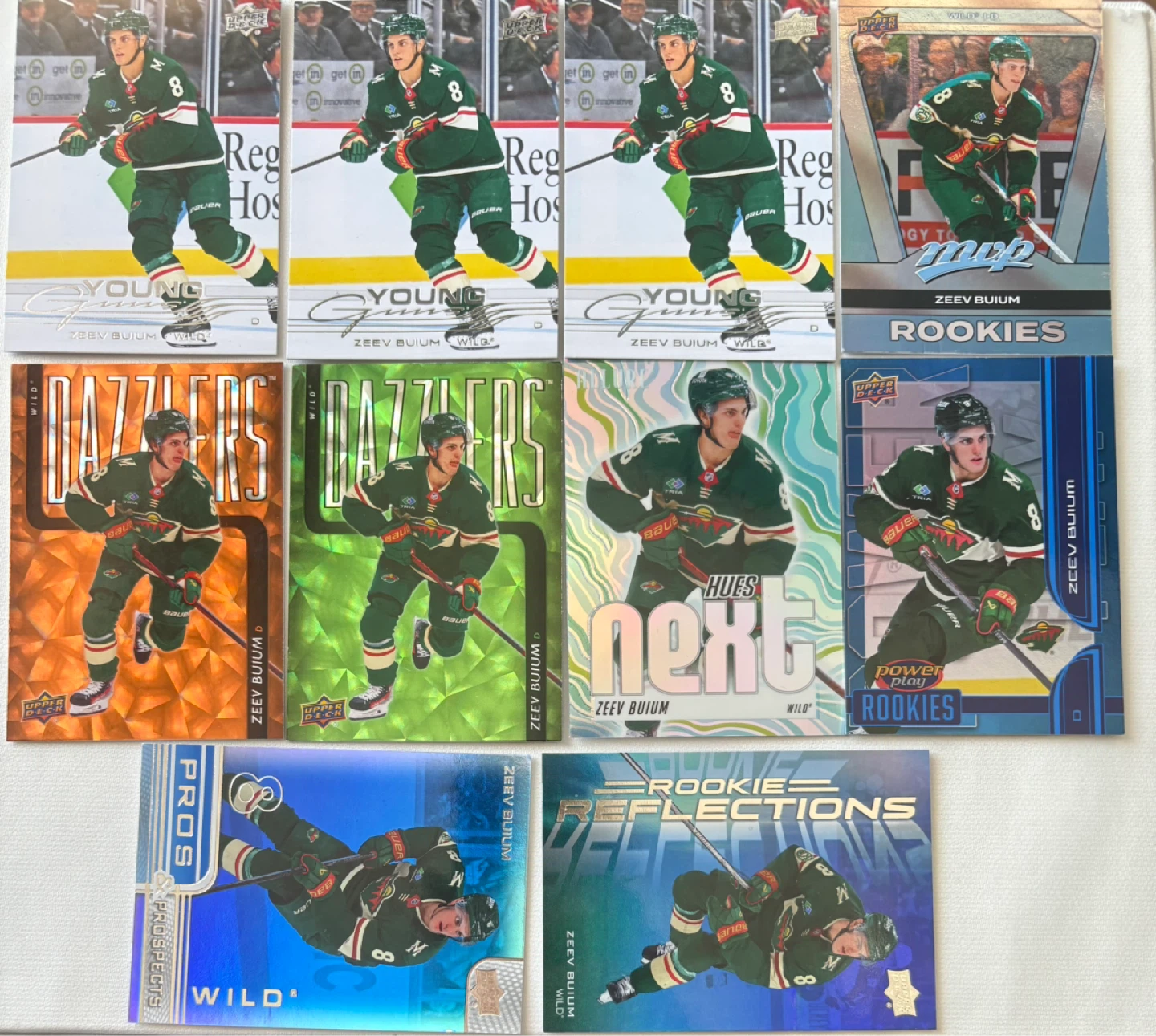 10 Card Lot of Zeev Buiium YG and RY Hockey Cards