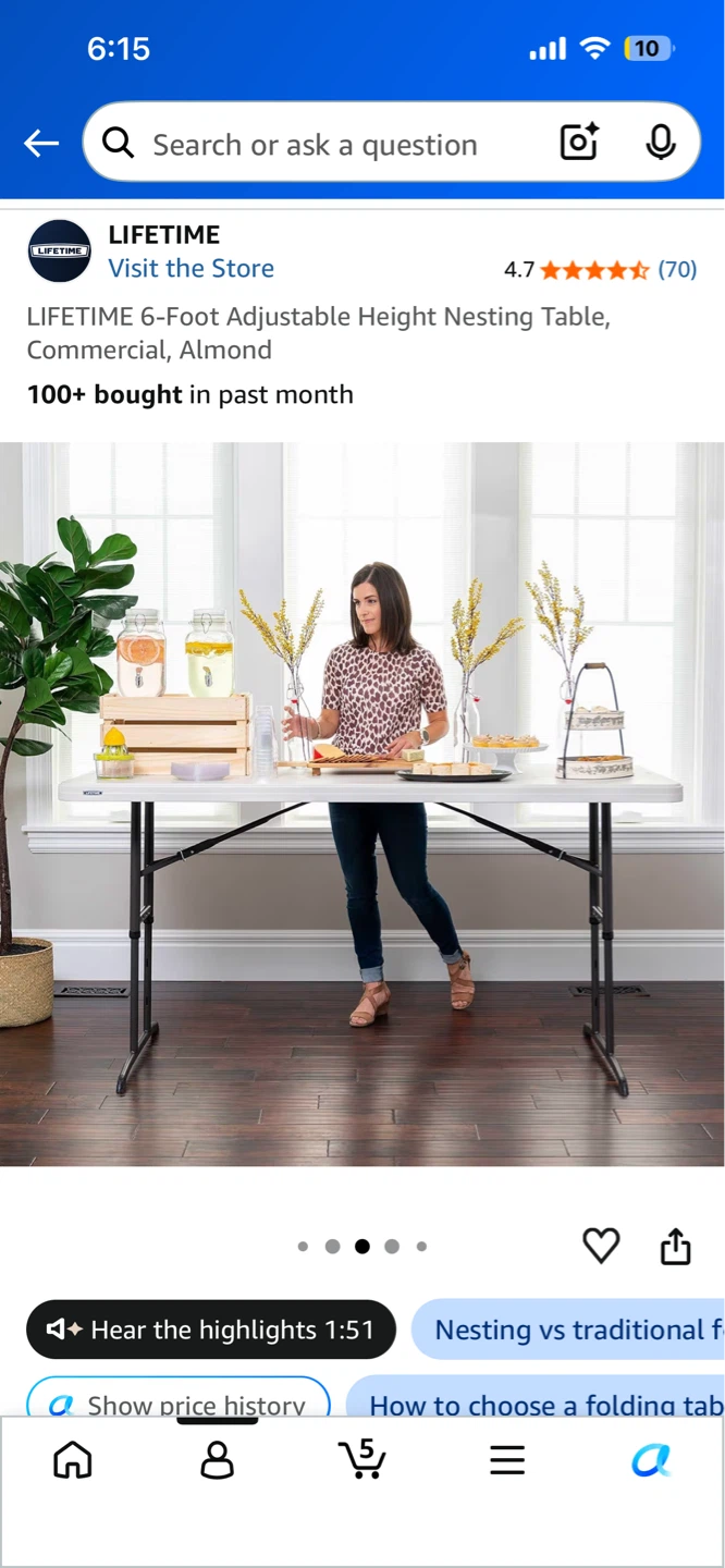 Lifetime Folding Table 6ft - photo 5