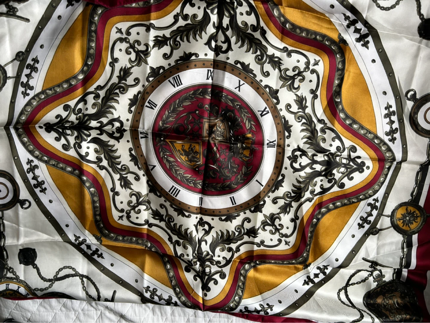 Decorative Scarf with Clock and Chain Design - photo 4