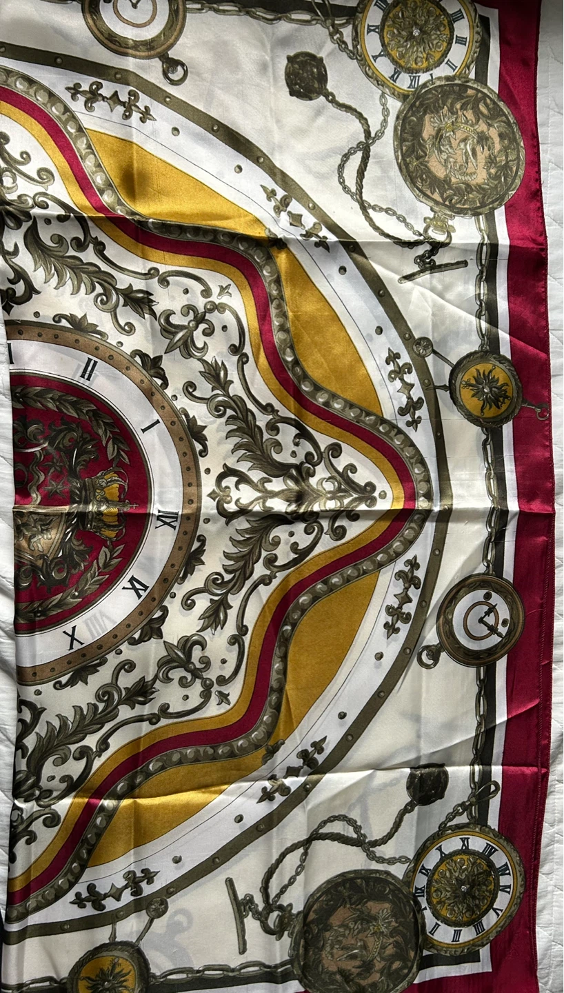 Decorative Scarf with Clock and Chain Design - photo 2