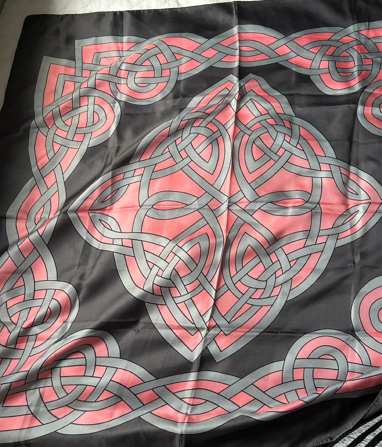 Grey and Pink Celtic Knot Scarf