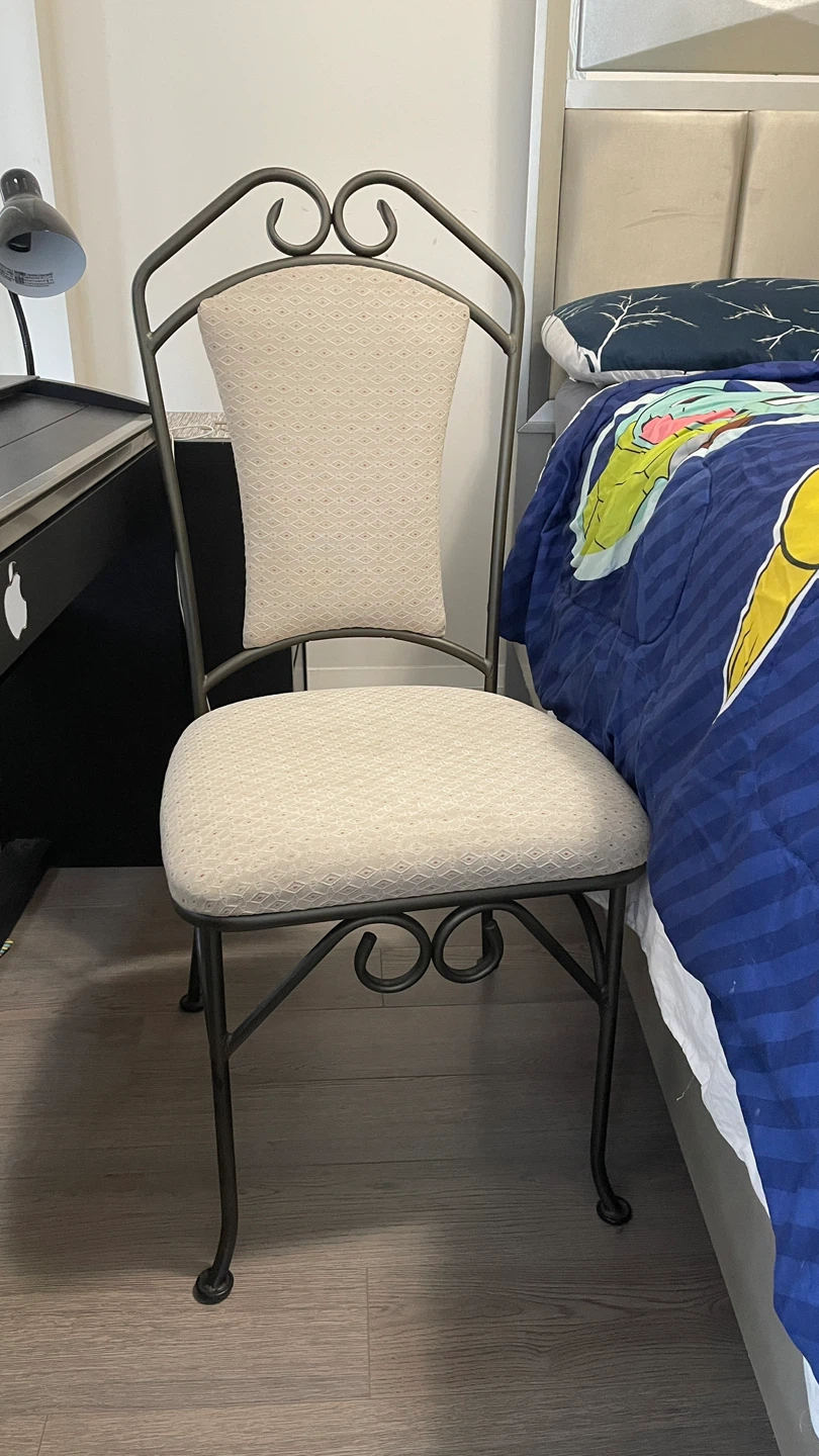 Wrought Iron Dining Chair with Upholstered Seat