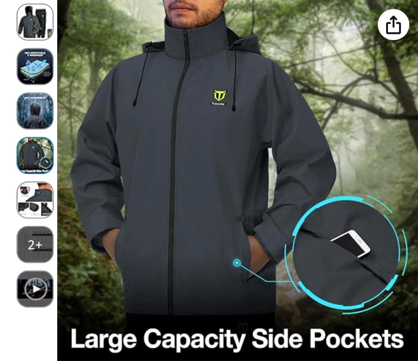 New Tidewe Rain Jacket size 3XL
