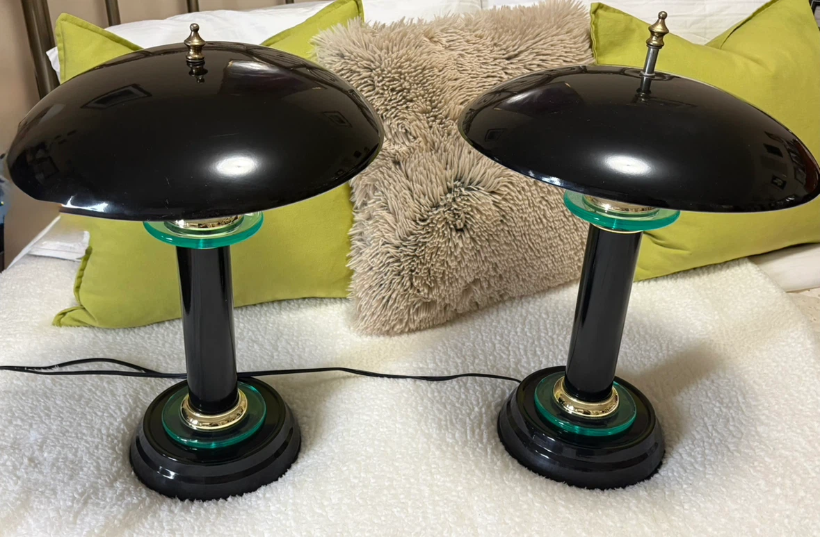 Pair of Black Vintage Mushroom Lamps