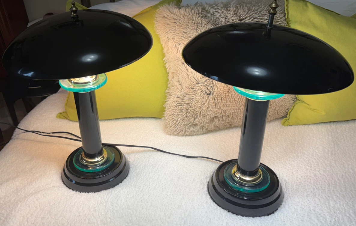 Pair of Black Vintage Mushroom Lamps - photo 2