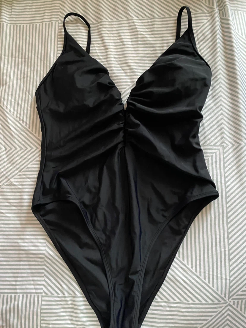 Black one-piece swimsuit