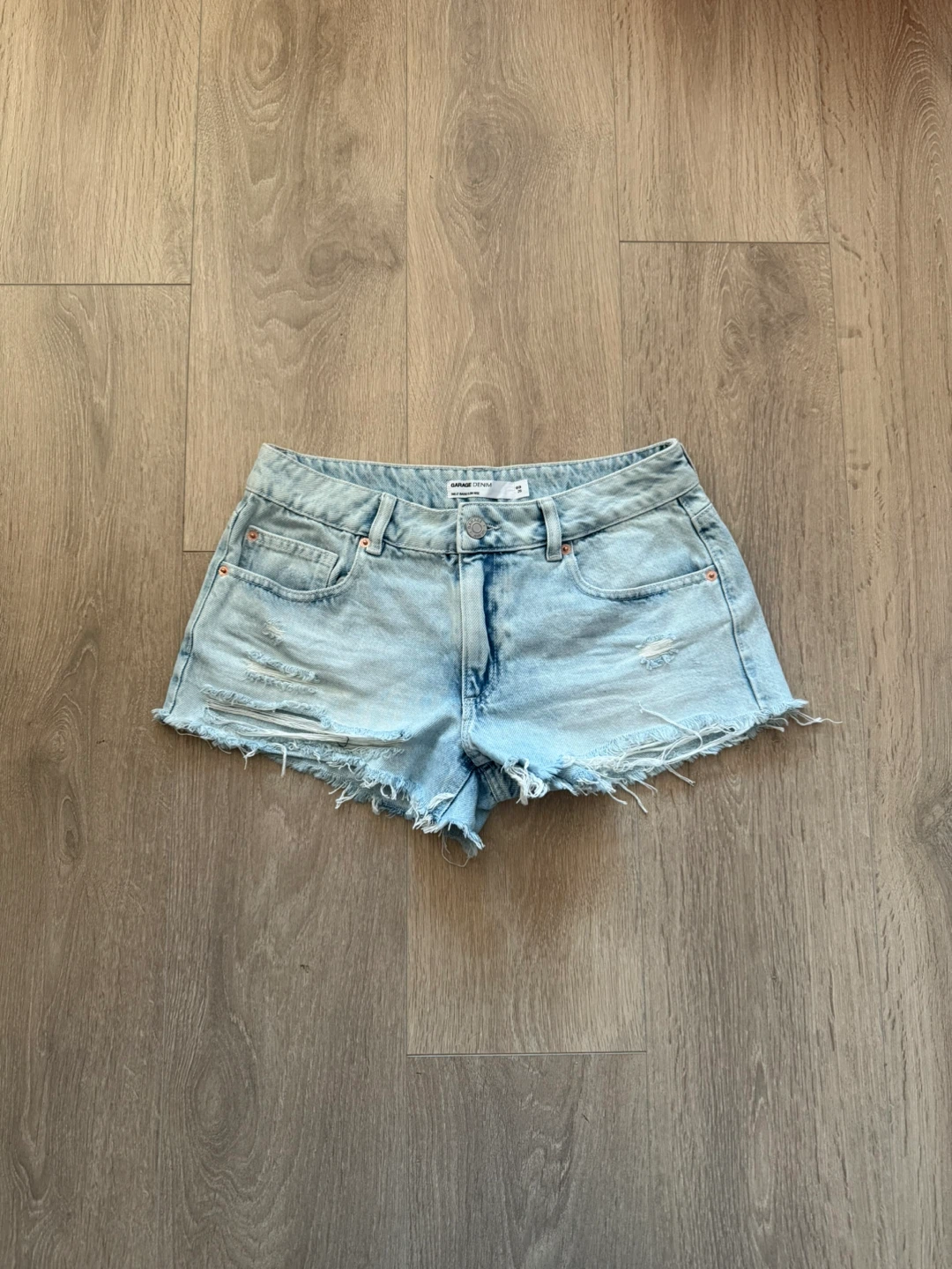 GARAGE DENIM Women's Light Wash Distressed Denim Shorts