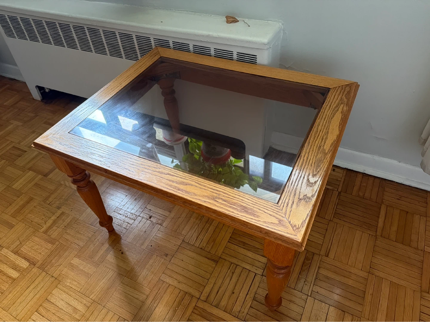Wooden End Table with Glass Top - photo 2