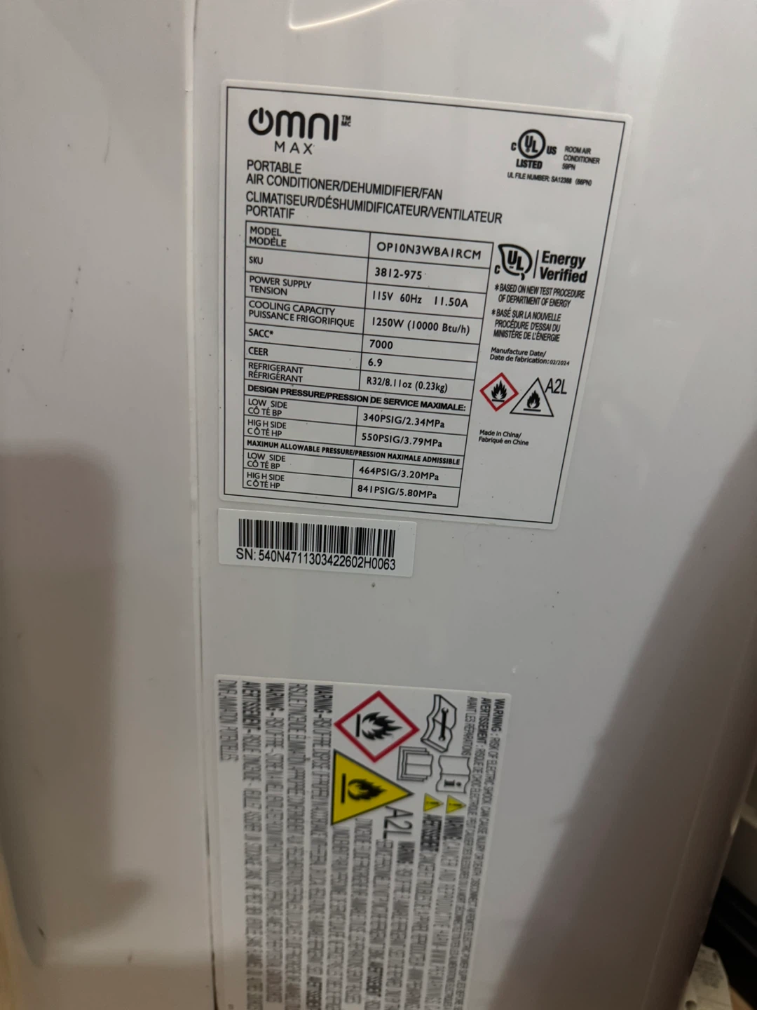 Omni Max Portable Air Conditioner/Dehumidifier/Fan - photo 2