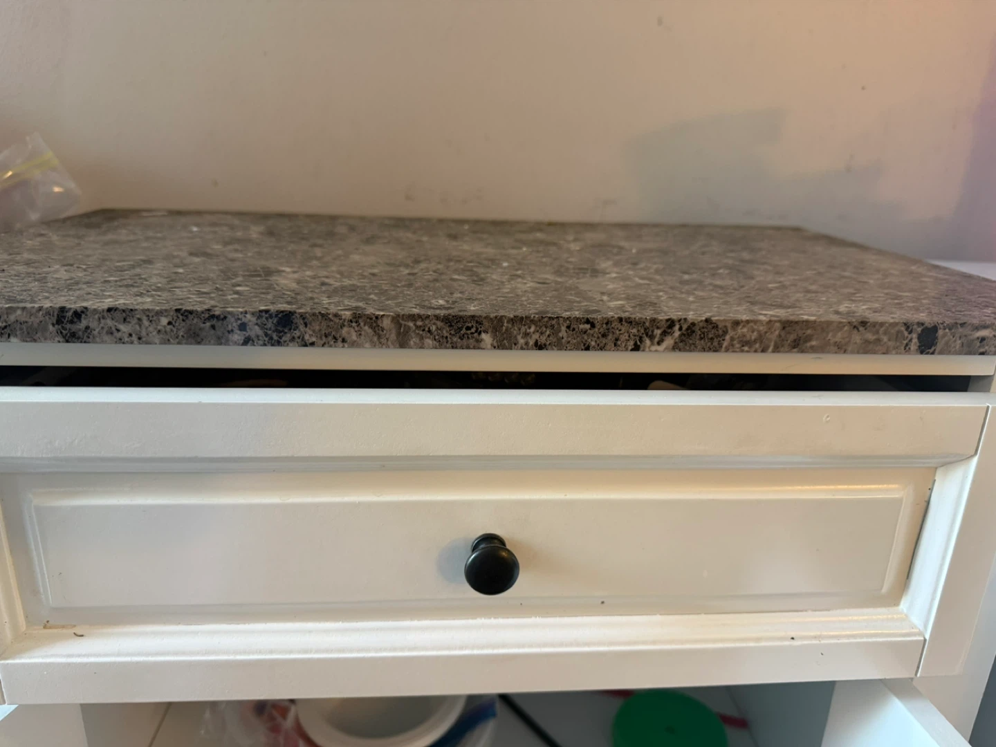 White Kitchen Island with Drawer and Cabinet Storage - photo 2