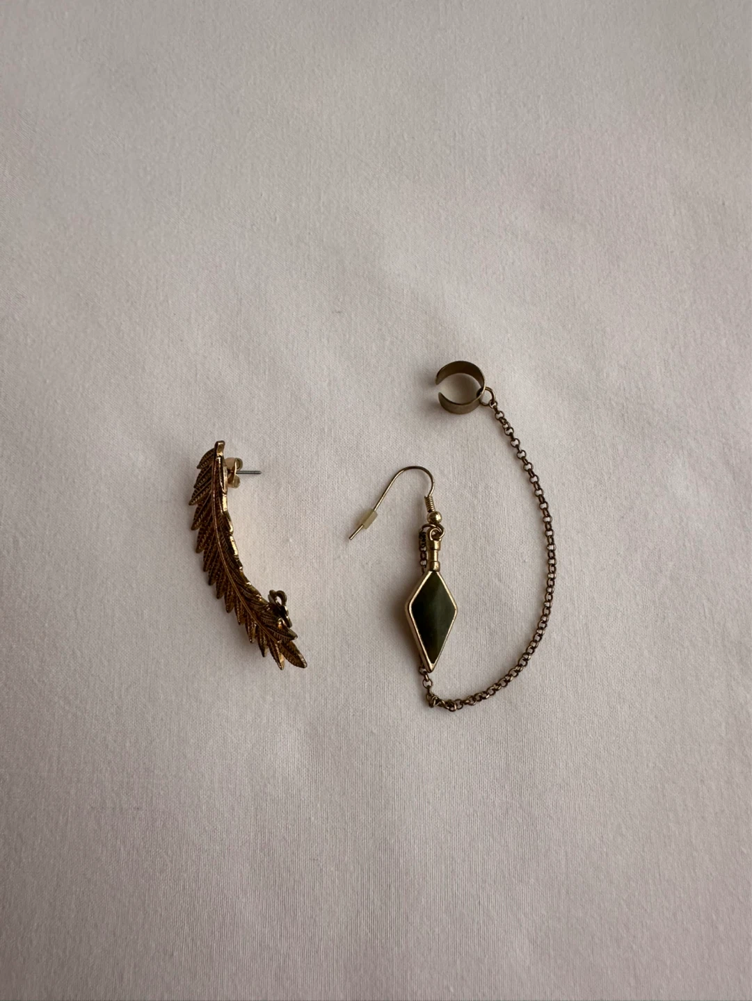 Leaf Ear Cuff and Dangle Earring Set