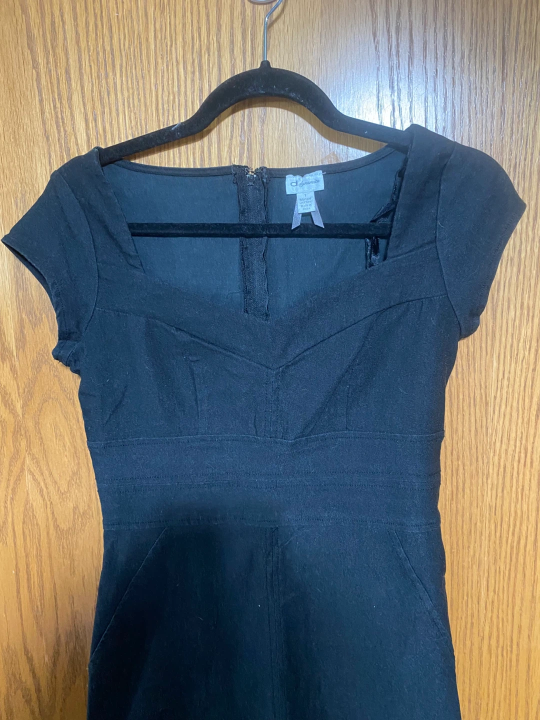 Classic Black Cap-Sleeve Sheath Dress with sweetheart neckline - photo 2